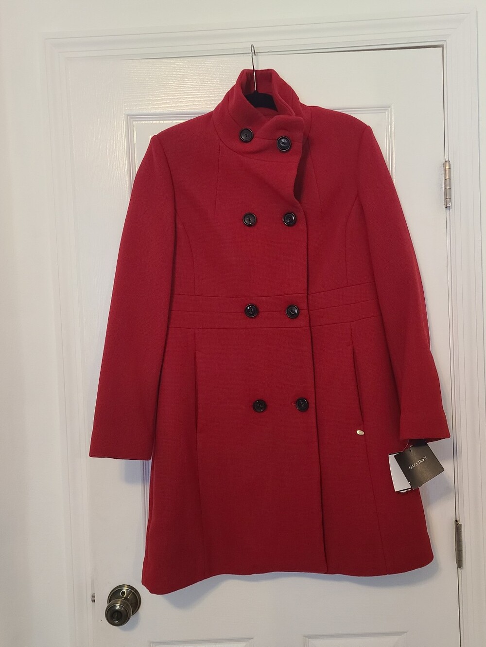 Classic Red Double-Breasted Women's Coat